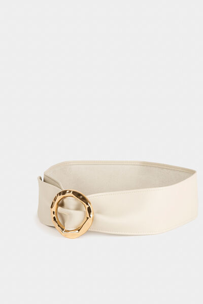 Belt with round buckle beige ladies'