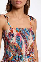 Robe longue droite imprimée multicolore femme