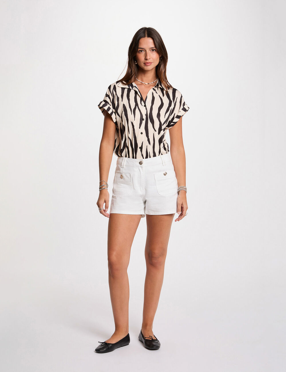 Blouse manches courtes blanc femme