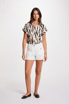 Blouse manches courtes blanc femme