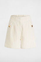 High-waisted striped shorts beige women