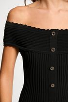 Robe tricot courte trapèze noir femme