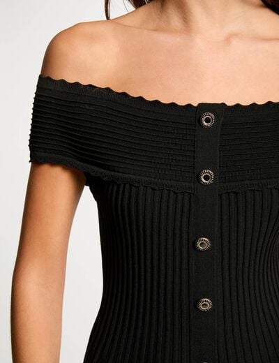 A-line mini knitted dress black women