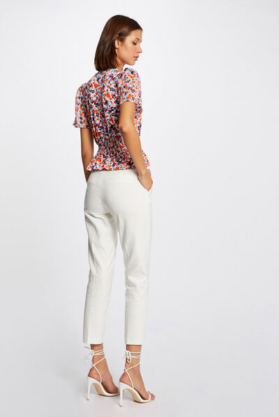 Short-sleeved t-shirt floral print ecru ladies'