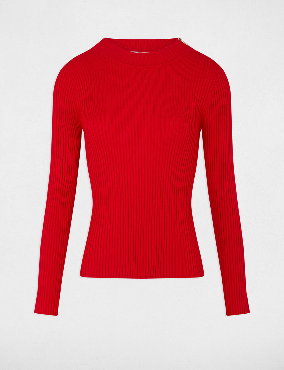 Ribbed jumper high collar red women
