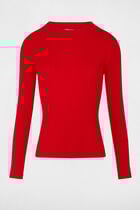 Ribbed jumper high collar red women
