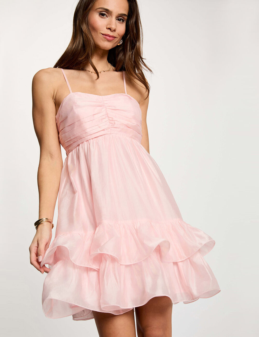 Short tulle dress pastel pink women