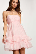 Short tulle dress pastel pink women