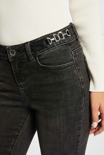 Skinny jeans with metal ornaments mid-grey ladies'