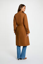Long trench coat with tailored collar cognac brown women
