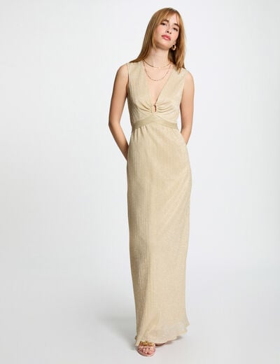 Maxi straight dress gold yellow women