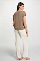 Oversized V-neck sweater taupe women