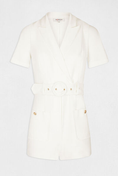 Straight belted jumpsuit ecru ladies'