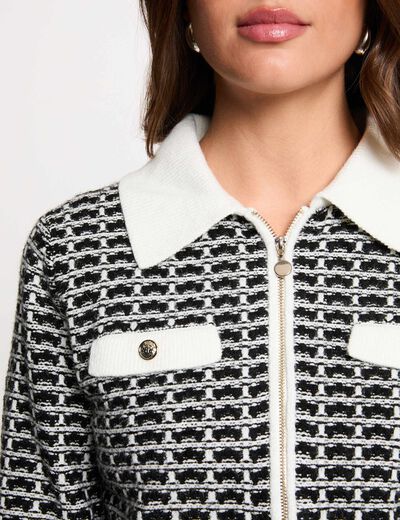 Chevron jacquard jacket black women