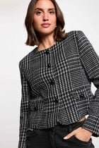 Tweed jacket with round neck multicolor women