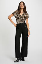 T-shirt voile col v multicolore femme