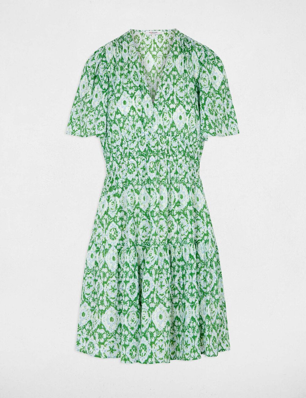 Short dress with V-neck multicolor women