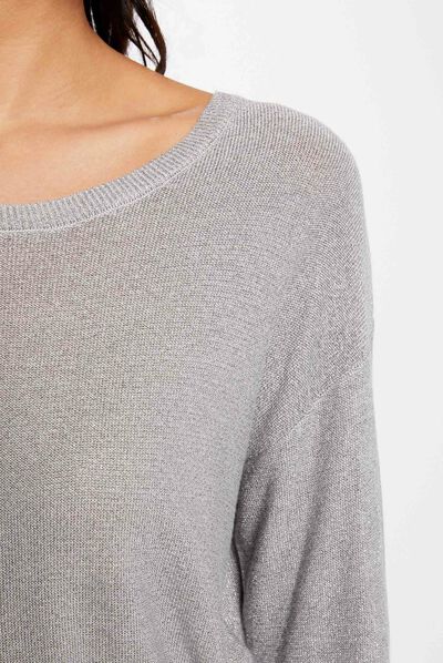 Long-sleeved jumper with buttons silver ladies'