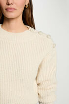 Jumper round neck and buttons ivory women