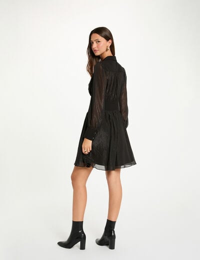 Flowy flared dress black women
