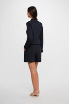 Short jacket with mandarin collar navy blue women