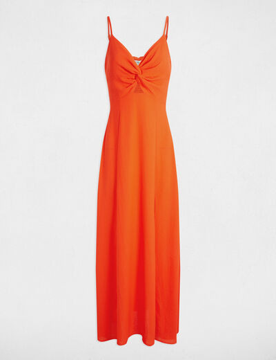 Straight maxi dress with slit orange women