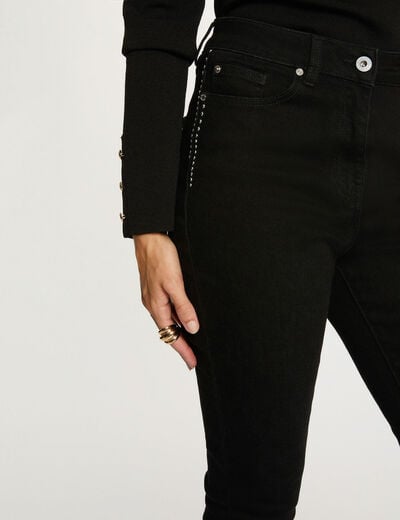 Studded slim jeans black women