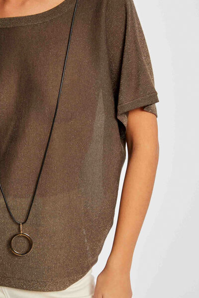 Short-sleeved jumper jewelled detail  ladies'