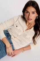Gilet col rond ivoire femme
