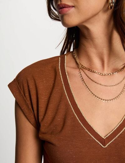Short-sleeved t-shirt cognac brown women