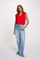 Sleeveless shirt bright red women
