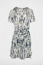 Robe courte col v multicolore femme