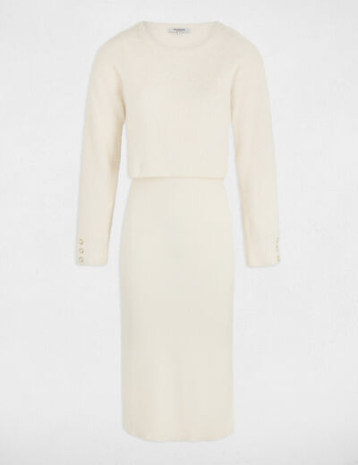 Midi 2 in 1 jumper dress ivory women