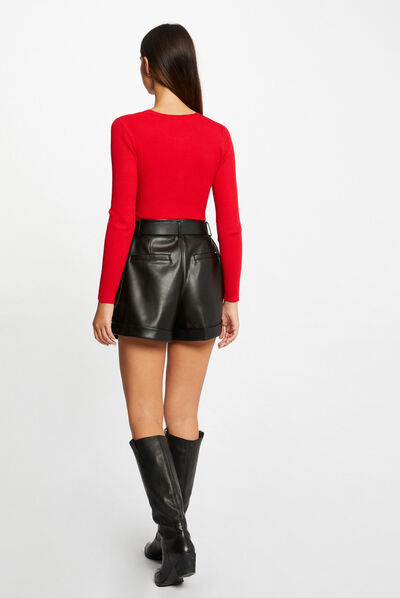 Long-sleeved jumper with opening red ladies'