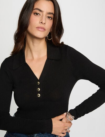 Fitted polo neck sweater black women