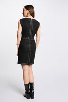 Robe courte ajustée clous noir femme