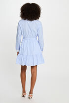 Robe courte trapèze rayée bleu ciel femme