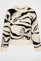 Printed jumper round neck beige women