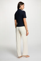 Straight trousers with darts cream women