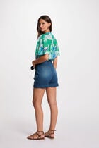 Short en jean ceinturé denim stone femme