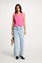 Gilet sans manches col en V rose femme