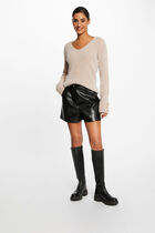 Long-sleeved jumper with V-neck light pink women
