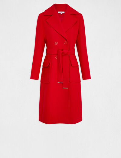 Belted long waisted coat red ladies'