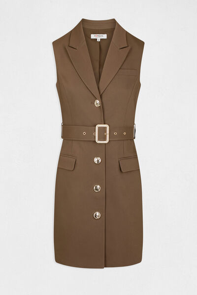 Belted sleeveless straight dress  ladies'