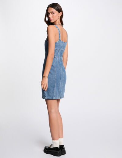 Mini fitted denim dress stone wash denim women