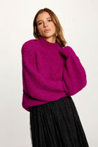 Pull oversize col montant violet femme