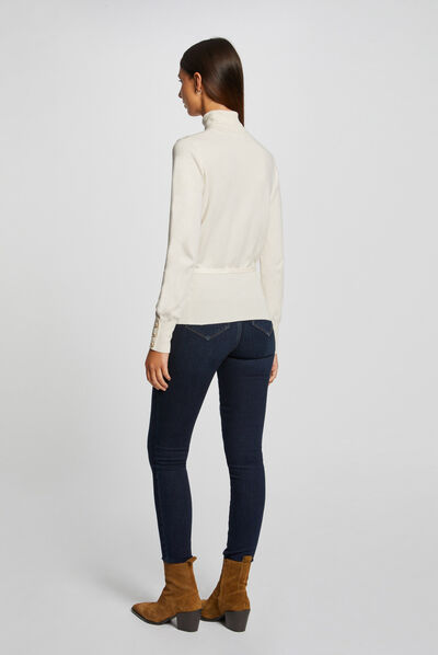 Long-sleeved jumper with ornament ivory ladies'