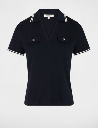Fitted polo t-shirt navy blue women