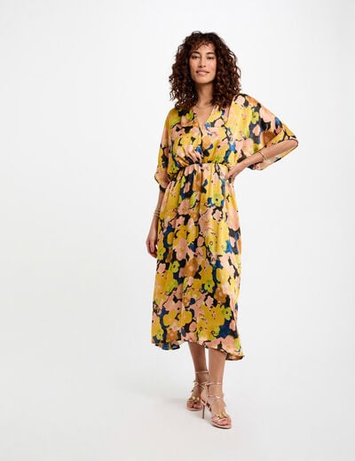 Printed straight midi dress multicolor women