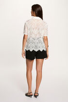 Lace shirt with notch collar white women